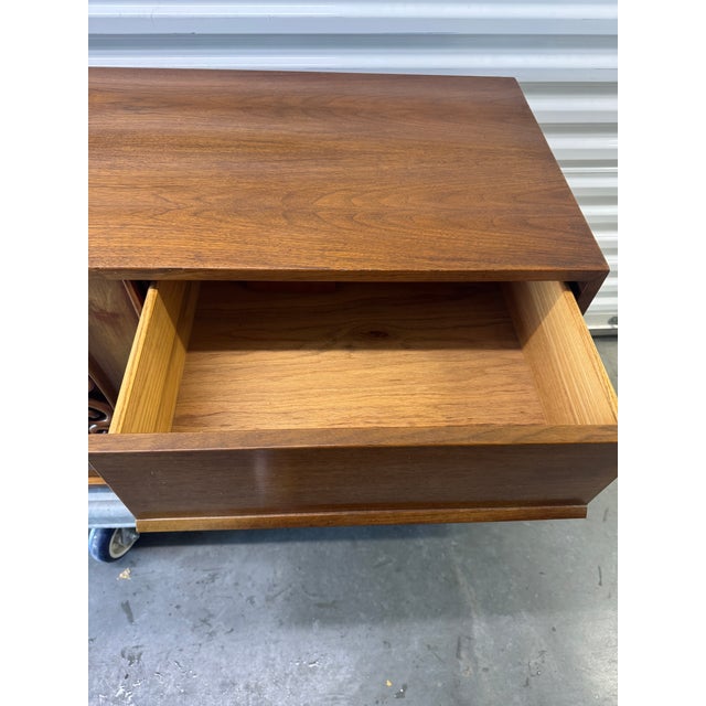 Mid 20th Century Walnut Dresser Bachelors Chest With Carved Panel Door For Sale - Image 4 of 12