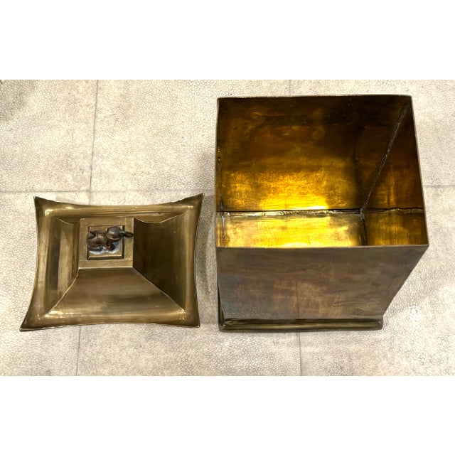Vintage Etched Brass Chinosierie Pagoda Top Box For Sale - Image 9 of 11