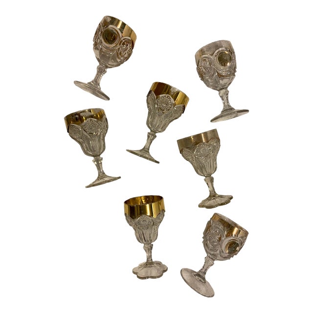 Vintage Crystal Wine Glasses- Set of 7 For Sale