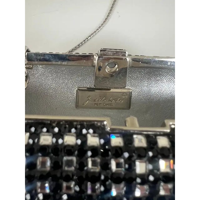 Judith Leiber Black Swarovski Crystal Minaudière Evening Clutch For Sale - Image 10 of 12