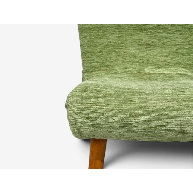 Green Swedish Modern, Scoop Lounge Chair, Green Fabric, Beech, Sweden, 1940s For Sale - Image 8 of 10
