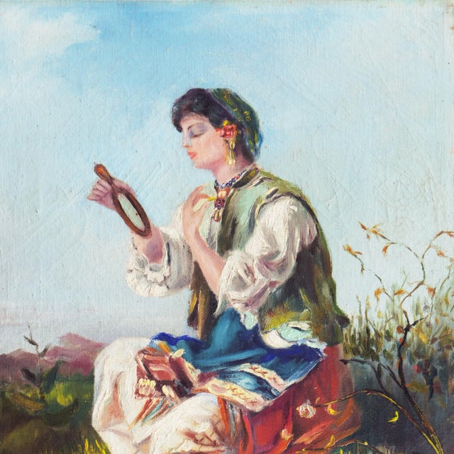 Figurative Young Woman Seated' by Jozsef Biro, Circa 1920 Hungarian Figural Oil, Academie Julian, Academie De Geneve For Sale - Image 3 of 8