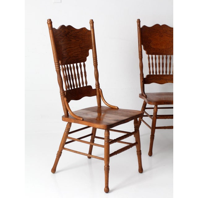 Vintage Oak Dining Chairs Set of 5 For Sale - Image 10 of 18