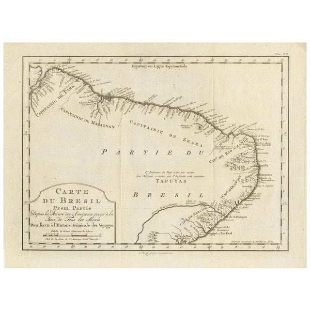 Brazil Coastline Map of Broenner Carte Du Bresil, 1772 For Sale - Image 10 of 10