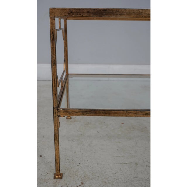 Metal Pair Modern Design Gold Finish Glass Top End Tables For Sale - Image 7 of 13