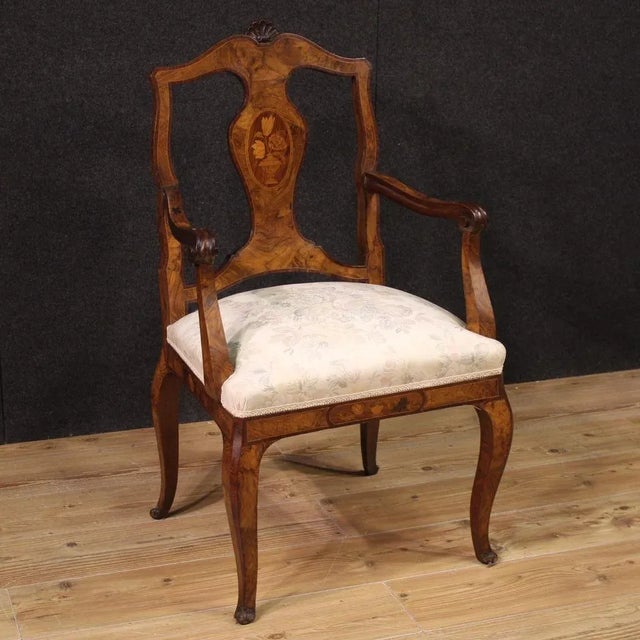 Italian Inlaid Armchair, 1950s For Sale - Image 13 of 13