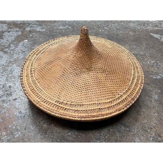 Handwoven Wicker Lidded Basket, Vintage For Sale - Image 4 of 12
