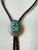American Vintage Navajo Sterling Silver and Turquoise Bolo Tie Signed Ap For Sale - Image 3 of 7