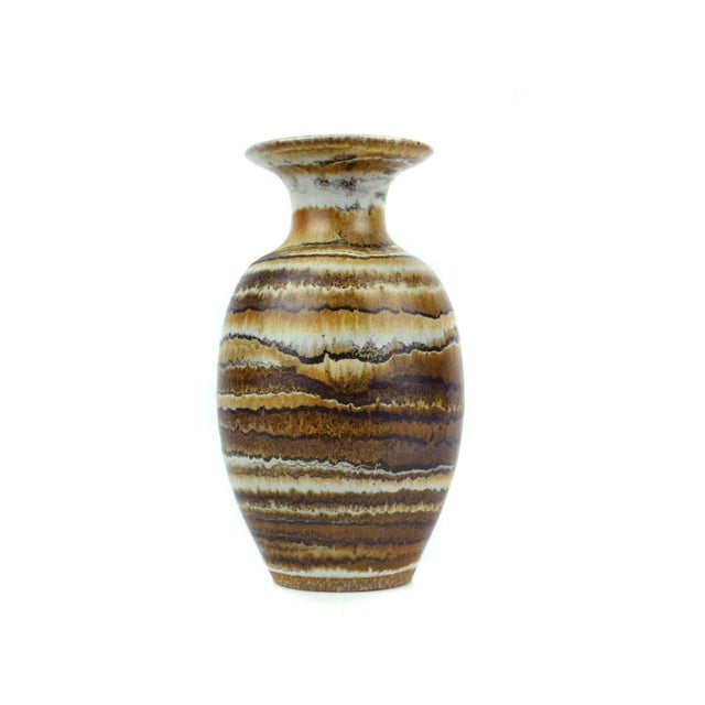 Vintage Glenn Spangler Studio Pottery Banded Stoneware Vase Signed For Sale - Image 4 of 7