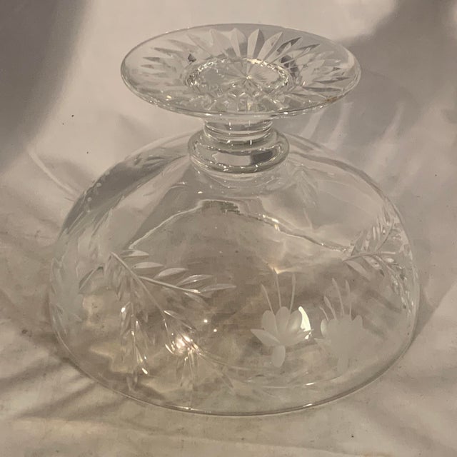 Mid 20th Century Stuart Crystal Compote: Cascade Cut Glass Footed Bowl For Sale - Image 6 of 9