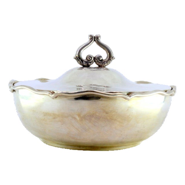 Silver Tureen with Wavy Edges and Openwork Handle on the Lid For Sale