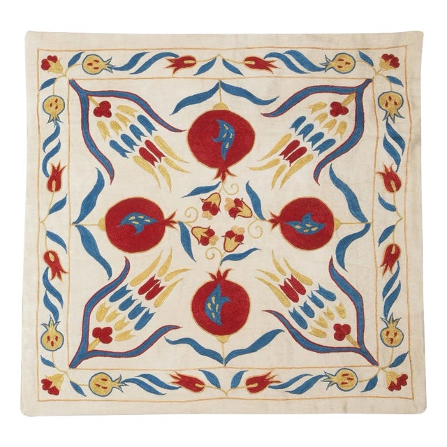 20"x20" Modern 100% Silk Embroidered Pillow Cover. Handmade Cushion Cover For Sale