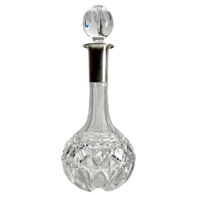 Large Crystal Decanter in Faceted Silver Mount, 1930s For Sale - Image 11 of 11