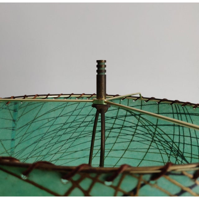 Metal Mid 20th Century Mid Century Modern Brass Table Lamp With Original Shade For Sale - Image 7 of 12