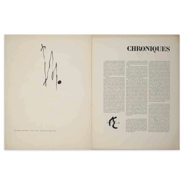 Covr for derrière Le Miroir is a Lithograph realized in 1963 by Joan Mirò (1893-1983). Published on "Derrière Le Miroir,...