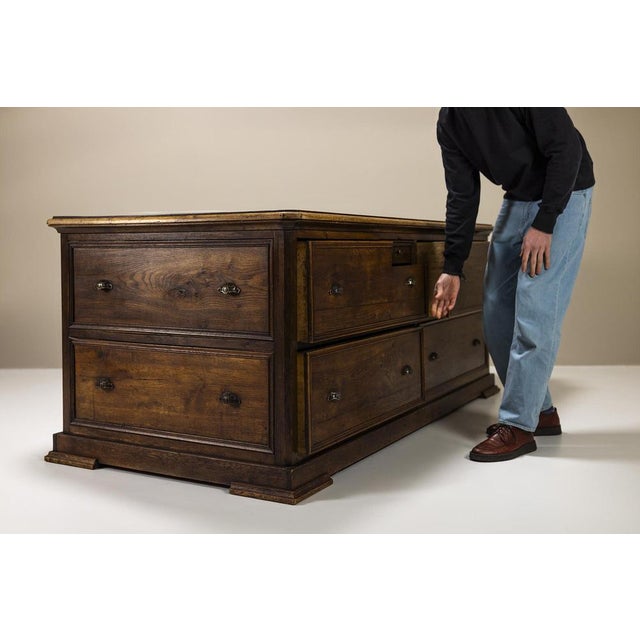 Large Art Deco Warehouse Counter in Oak, 1930s For Sale - Image 6 of 14