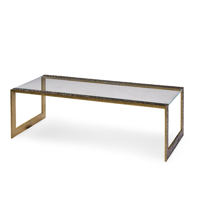 Contemporary Thomas Pheasant for Baker Furniture Pompeii Bronzed Brass Coffee Table For Sale - Image 3 of 7