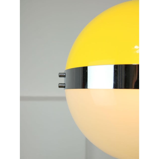 Silver Italian Space Age Yellow Pendant Lamp, 1970s For Sale - Image 8 of 16