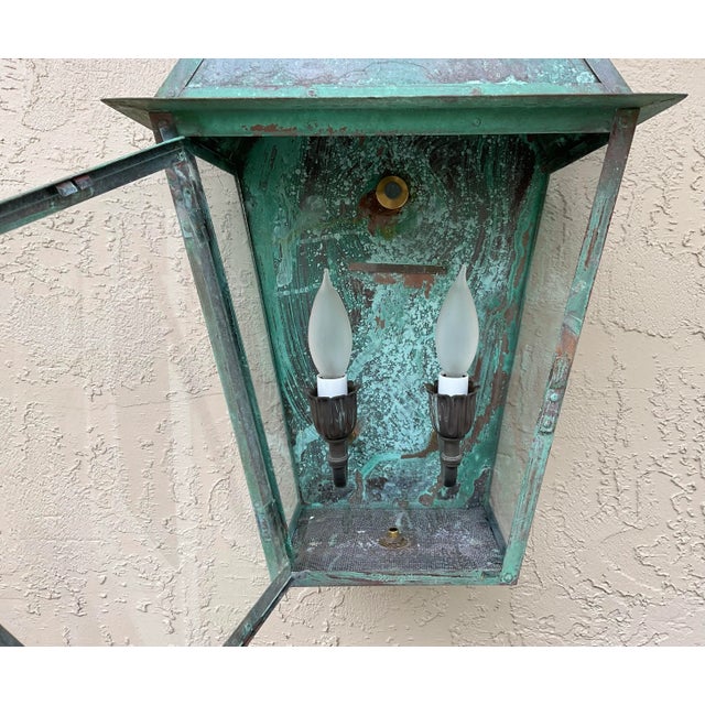 Single Vintage Wall Hanging Copper Lantern For Sale - Image 11 of 12