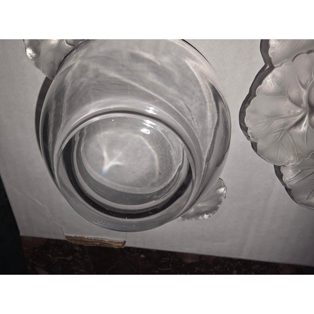 Honfleur pattern partially frosted art glass set of two ice cream dishes and saucer plates.
