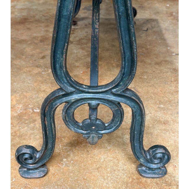 French Rectangular Bistro Table With Marble Top and Cast Iron Base For Sale - Image 13 of 13