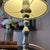 Silver Pair of vintage silverplate candlestick lamps with original silk shades with bead trim // Euro fitter lamp shades // elegant pair of lamps For Sale - Image 8 of 10