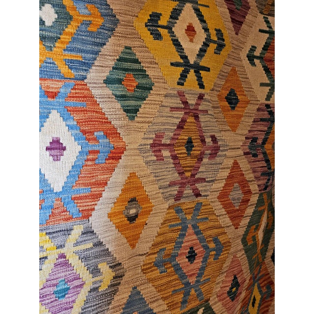Vintage Multicolored Hand Knotted Afghan Tribal Kilim, 2010s For Sale - Image 4 of 8