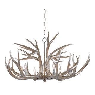 Regina Andrew Antler Chandelier in Ambered Silver Leaf For Sale