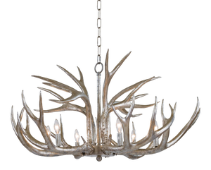 Regina Andrew Antler Chandelier in Ambered Silver Leaf