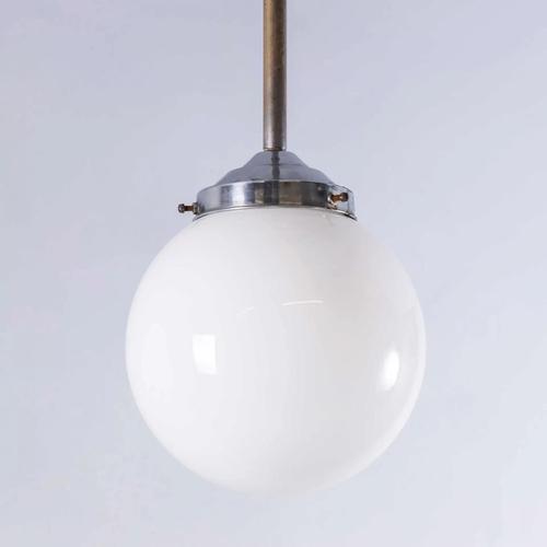 1950s French Opal Glass Tabac Pendant Lamp, 1950s For Sale - Image 5 of 9