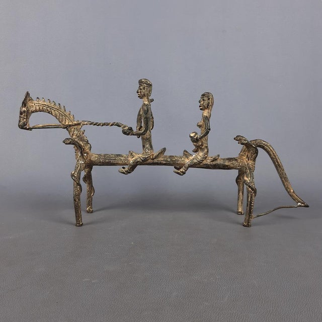 African Bronze Sculpture Horse with Warriors, Early 1900s For Sale - Image 6 of 17