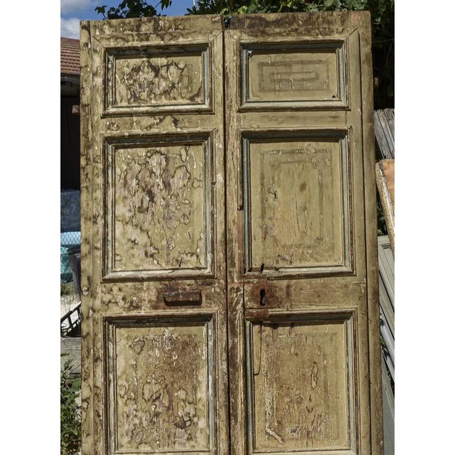 17th Century Italian Double-Leaf Door in Wood, Framed with 4 Lacquered Panels with Fillets, 1950s For Sale - Image 3 of 7