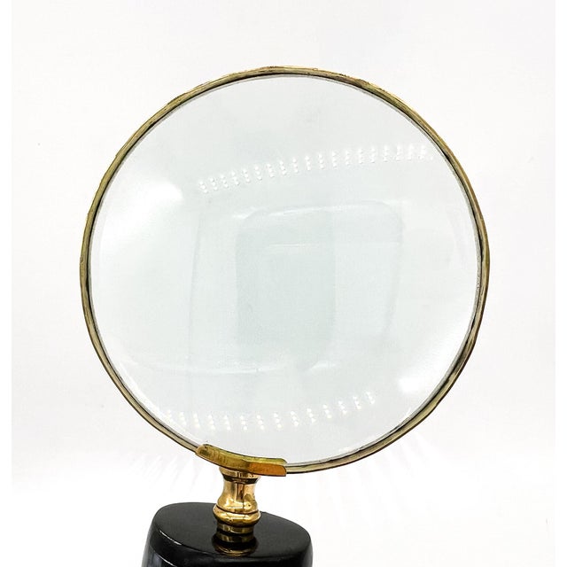 Black Vintage Horn Handle Magnifying Glass With Engraved Brass Mount | English Library Style Desk Accessory / Safari For Sale - Image 8 of 10