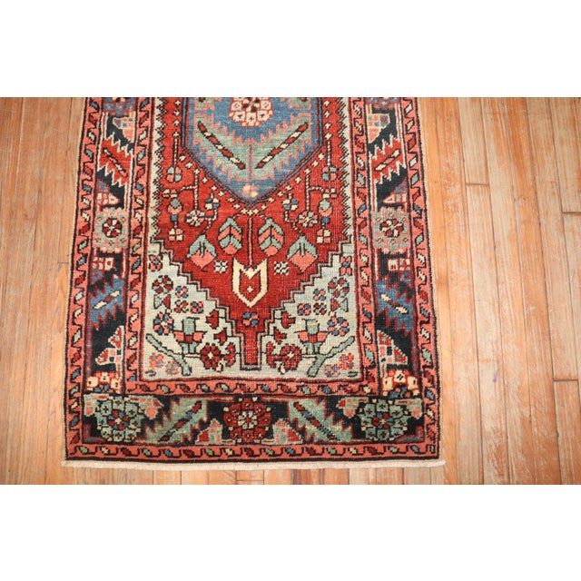 Persian Antique Zabihi Collection Persian Heriz Small Runner - 2'8" x 6'10" For Sale - Image 3 of 8