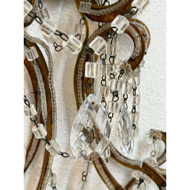Gold Single Vintage Beaded Wall Sconce For Sale - Image 8 of 8