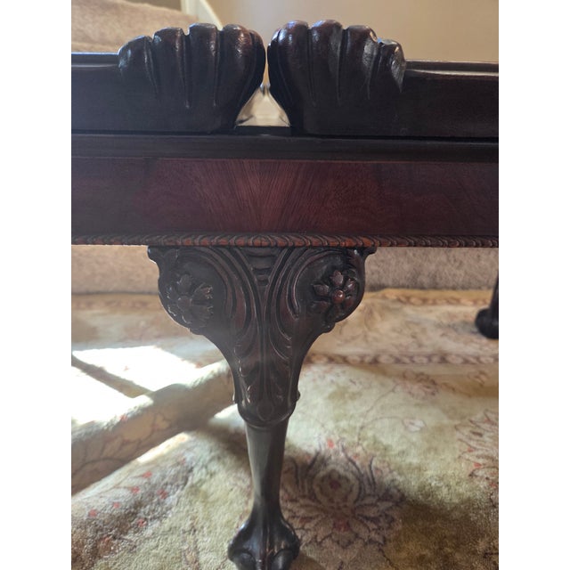Mid 20th Century Chippendale Carved Mahogany Glass Top Coffee Table For Sale - Image 12 of 16