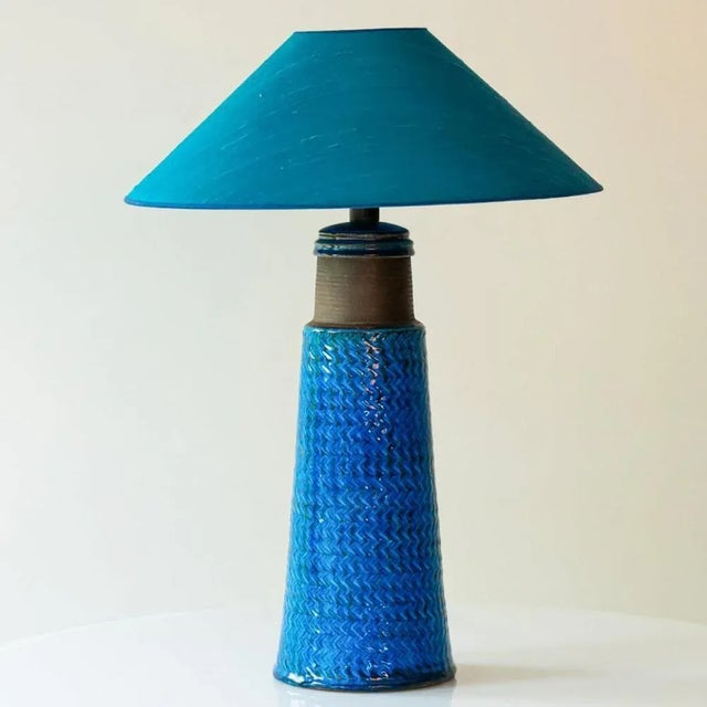Ceramic Bitossi Lamp with Silk Lampshades attributed to R. Houben, 1970 For Sale - Image 7 of 13