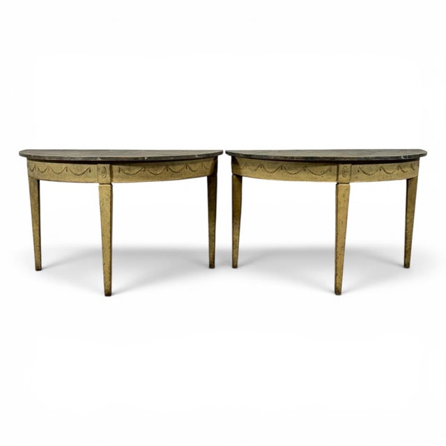 Antique Demi Lune Console Table, Set of 2 For Sale - Image 12 of 12