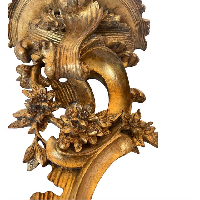 Mid 20th Century Large Vintage Carved Giltwood Italian Wall Brackets - a Pair For Sale - Image 9 of 11
