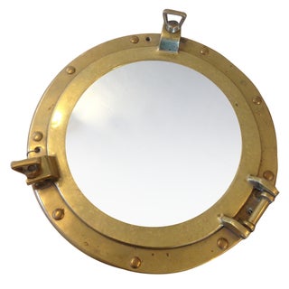 Decorative Brass Porthole Mirror For Sale