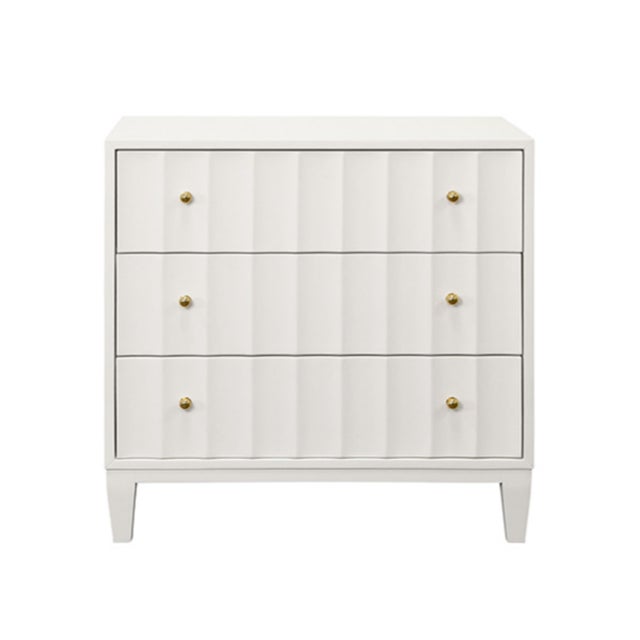Metal Matthew Izzo Home Carmack Fluted Matte White Lacquer Three Drawer Side Table For Sale - Image 7 of 7