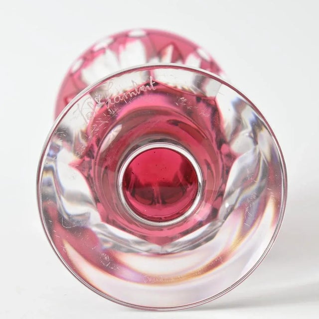 Hand-Cut Cranberry Glass Vase by Val Saint Lambert, 1950s For Sale - Image 4 of 7