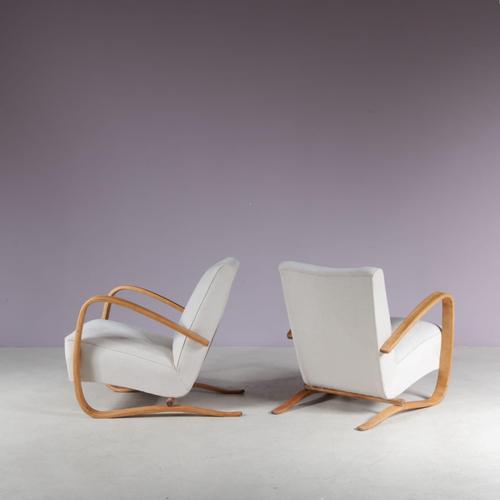 Lounge Chairs by Jindrich Halabala for Up Zadovy, 1950, Set of 2 For Sale - Image 6 of 9
