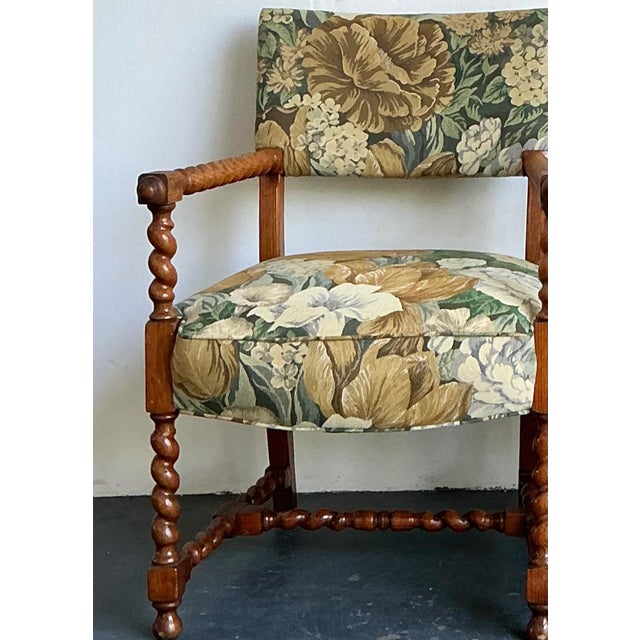 Vintage Twisted Wood Dorothy Draper Upholstered Barley Twist Armchairs For Sale - Image 18 of 18