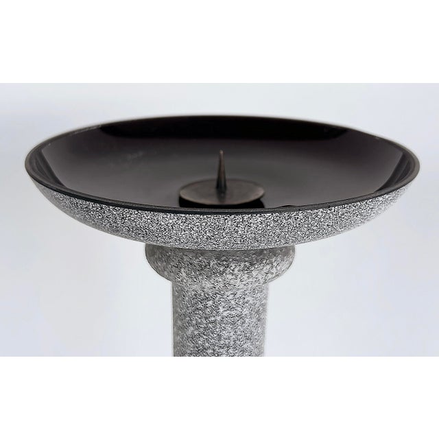 Karl Springer Designs Seguso Italy, Black Scavo Candlesticks, 1980s, Set of 3 For Sale - Image 9 of 11