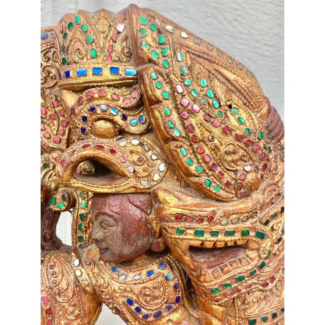 Vintage Hand Carved Wooden Tibetan Totem For Sale In New Orleans - Image 6 of 13