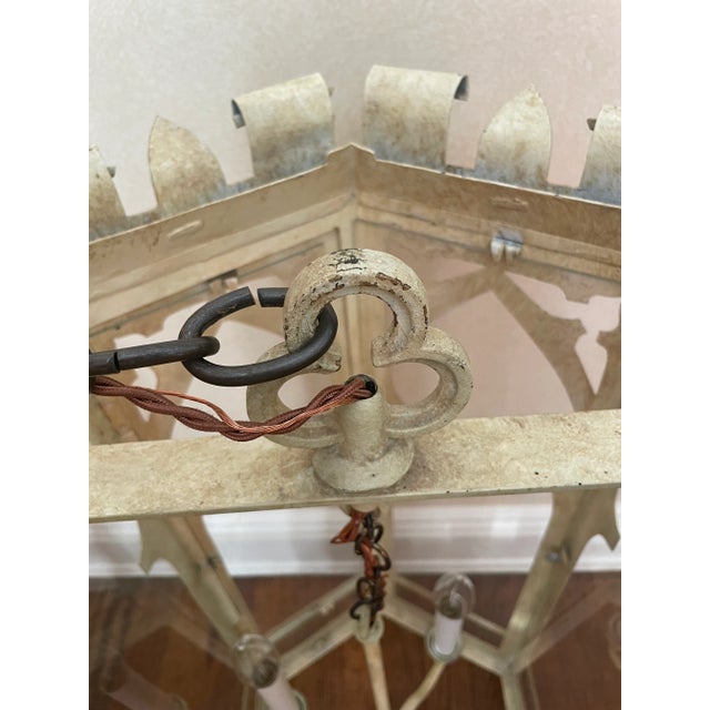 Early 20th Century Large Gothic Painted Metal Lantern For Sale - Image 5 of 8