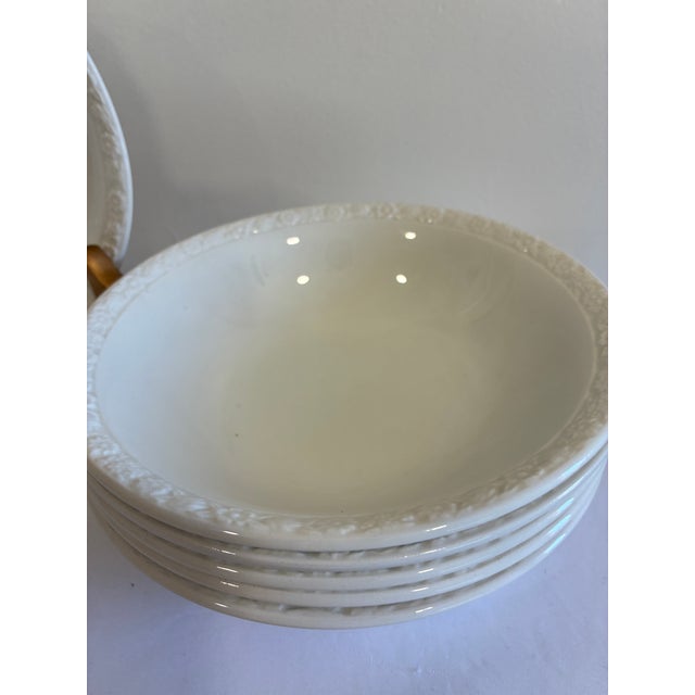 White Vintage Wedgwood White Embossed Rim Bowls - Set of 6 For Sale - Image 8 of 10