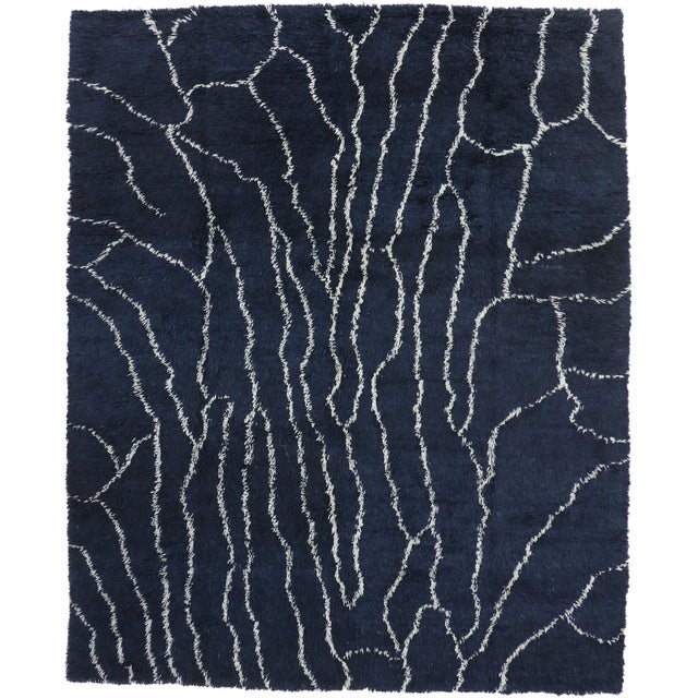 Large Navy Blue Moroccan Rug - 10'10 X 13'04 | Chairish