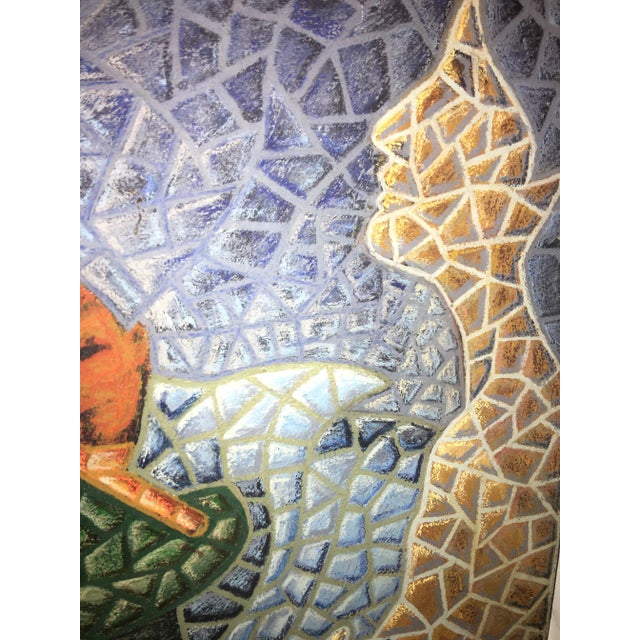 1990s Cubist Style Figurative Abstract Oil & Wax on Canvas Painting by Gidon Bendor For Sale In New York - Image 6 of 10